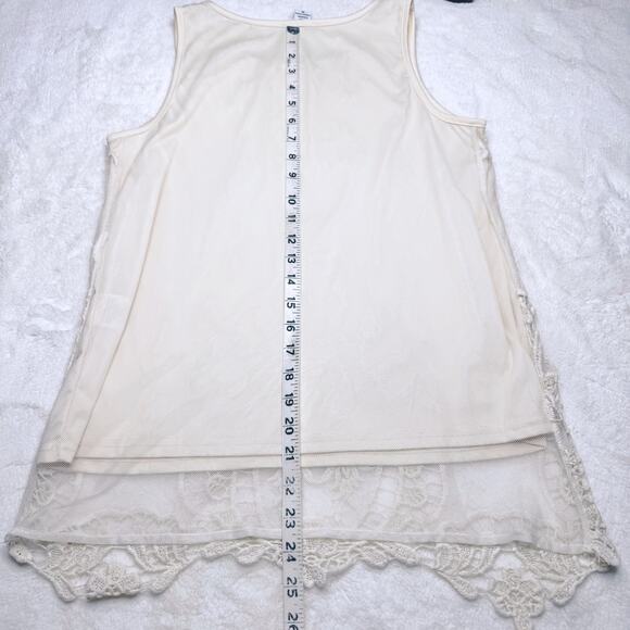 BAR III Macy's Sleeveless Cream Crochet Layered Tank Sleeveless Blouse Top Med - Picture 5 of 8